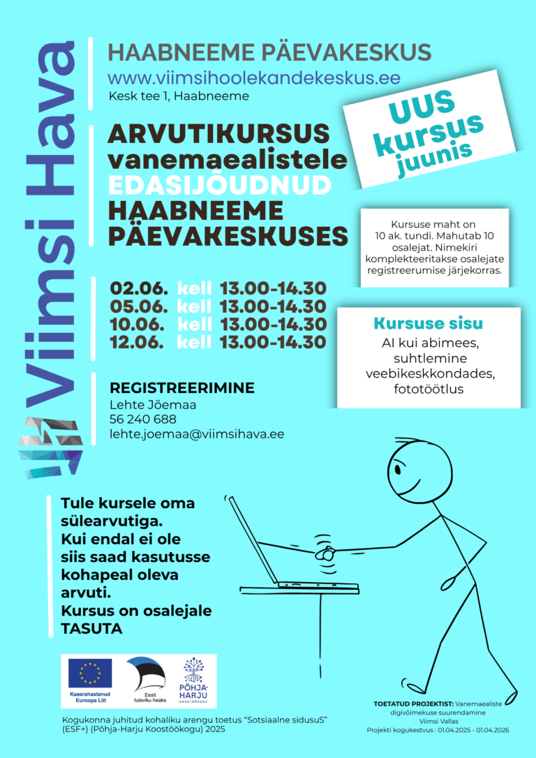 Arvutikursus Haabeneeme päevakeskuses juunis